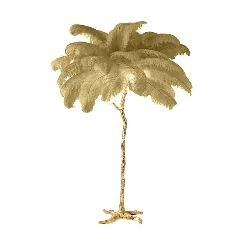 Stehleuchte mit Federn in Gold