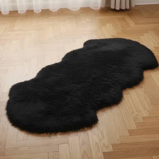 Faux-Fur Schafsfell Schwarz