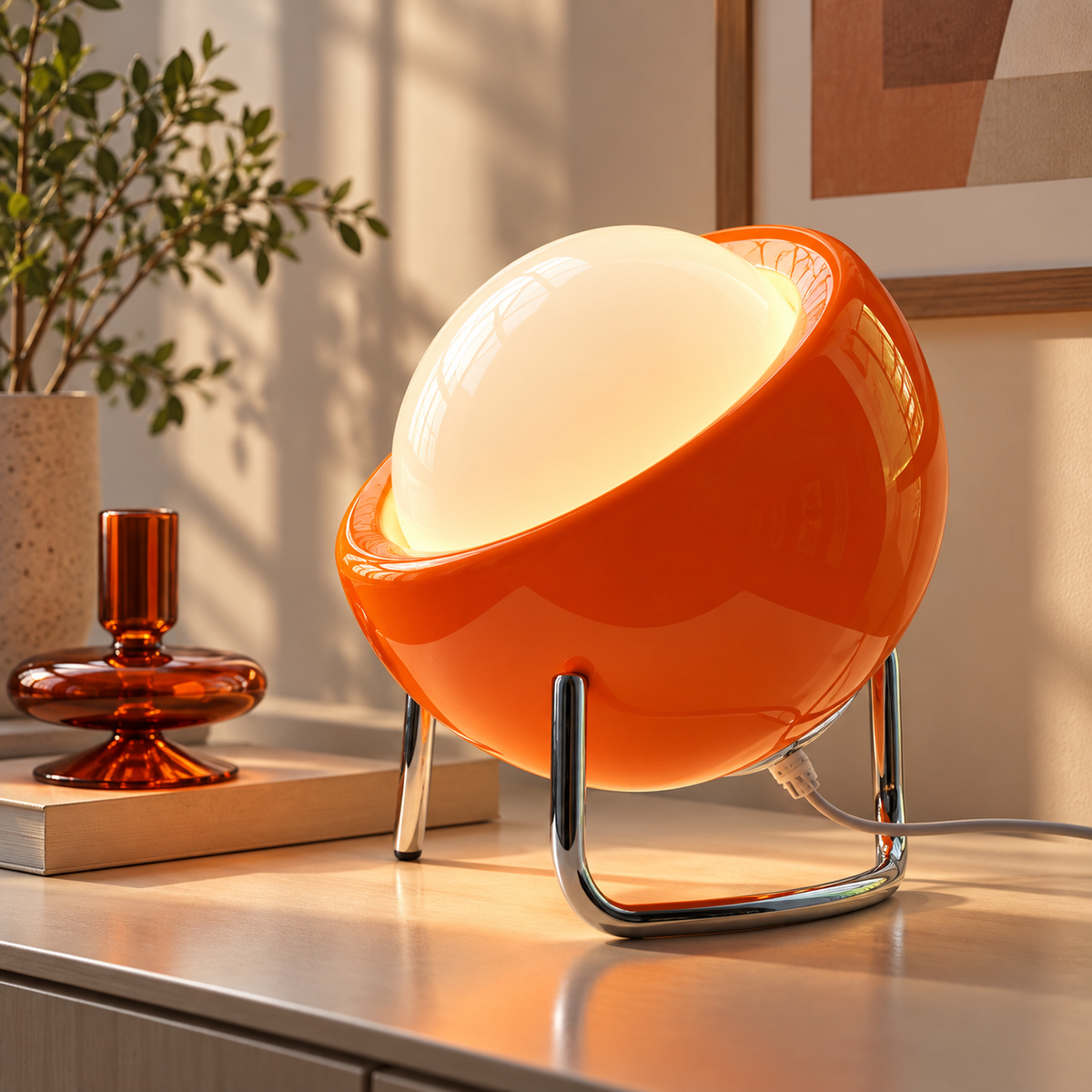 Tischlampe Orange Bauhaus ausgeschaltet