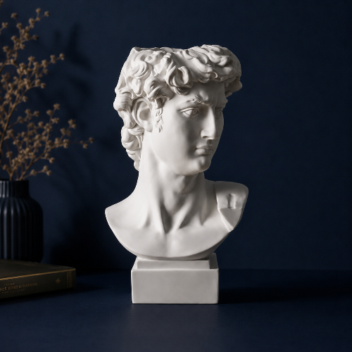 Weiße Vase in Form der Büste von David