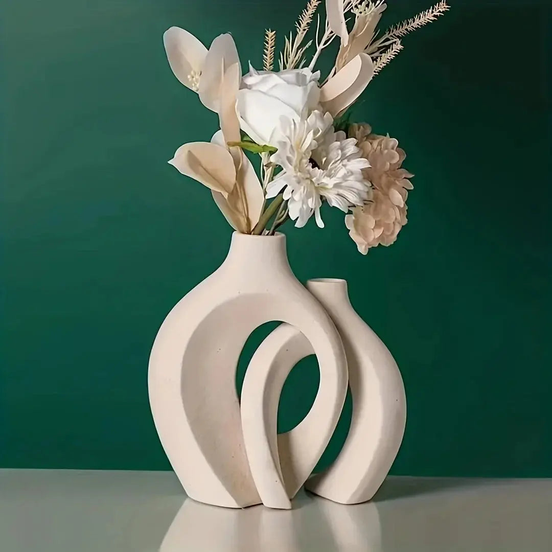 HOLLOVA Vase Keramik – Skulpturales 2er-Set im nordischen Design Marquille