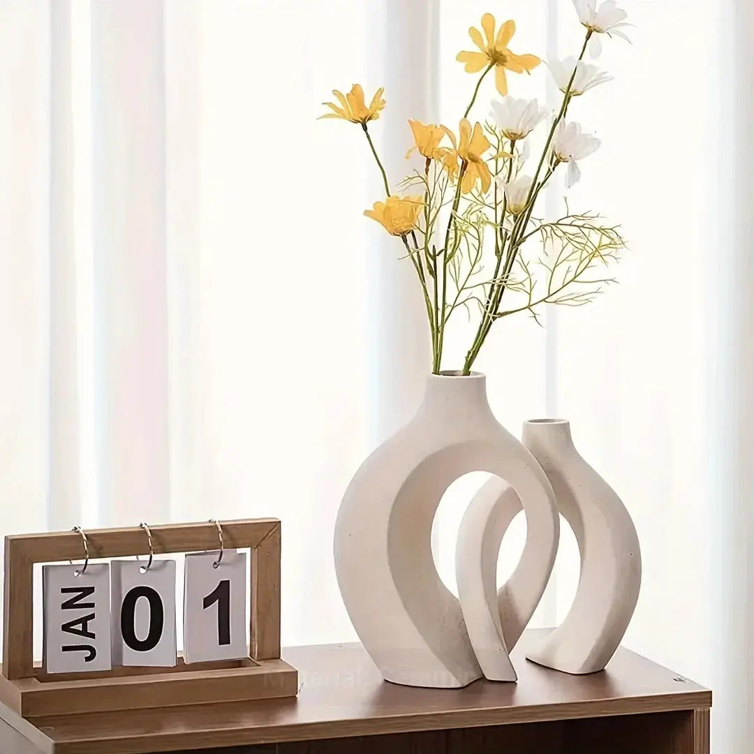 HOLLOVA Vase Keramik – Skulpturales 2er-Set im nordischen Design Marquille