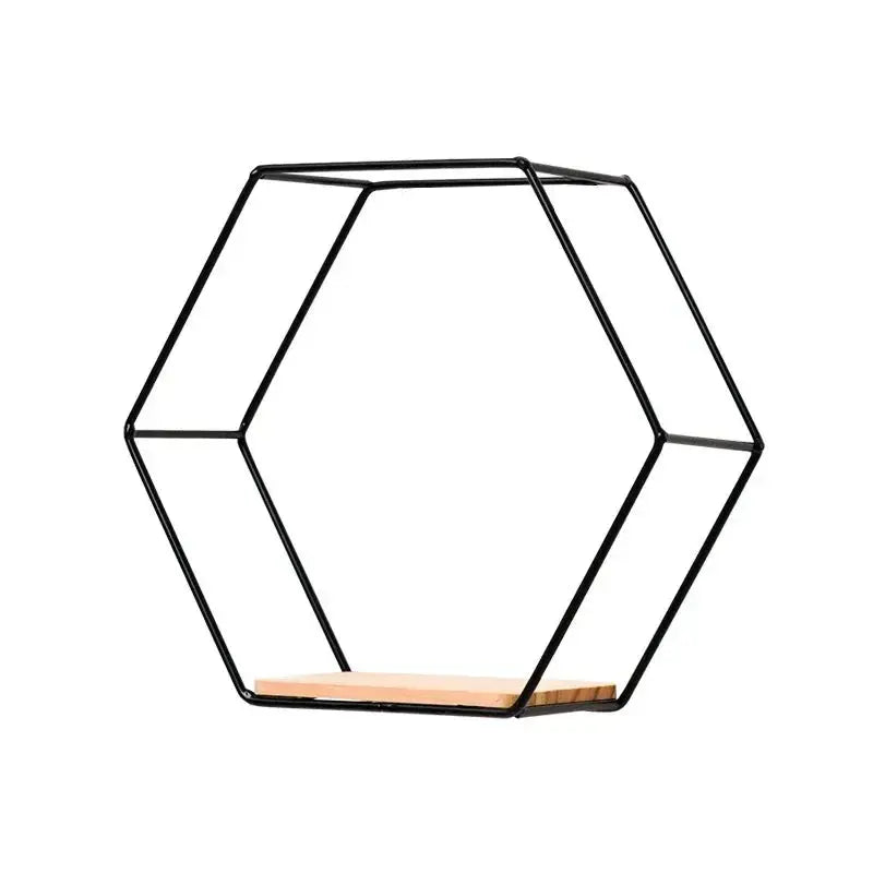 Ein Regal mit Hexagon-Design
